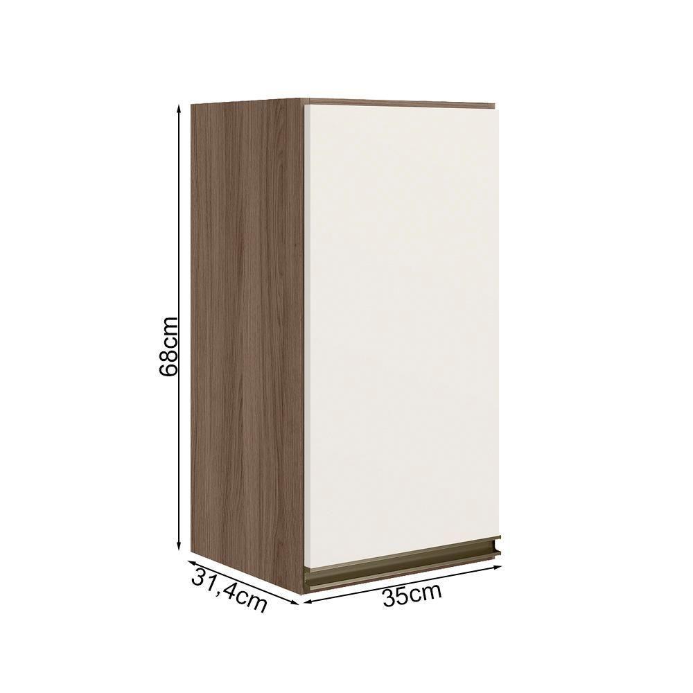 Armario Aereo 1 Porta Mdf 35 Cm Kali 16089 Carvalho Toq Off White Cetim Nicioli Carvalho Toq Off White Cetim - 3
