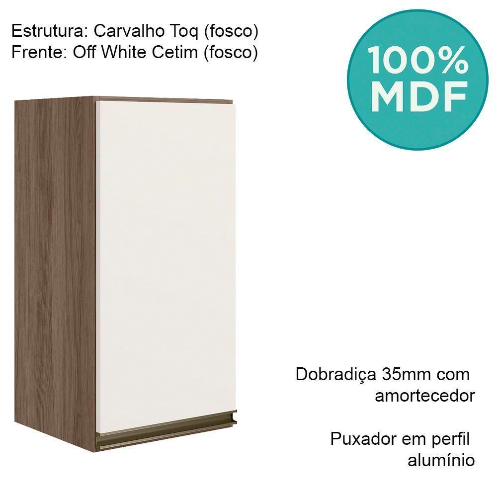 Armario Aereo 1 Porta Mdf 35 Cm Kali 16089 Carvalho Toq Off White Cetim Nicioli Carvalho Toq Off White Cetim - 4