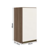 Armario Aereo 1 Porta Mdf 35 Cm Kali 16089 Carvalho Toq Off White Cetim Nicioli Carvalho Toq Off White Cetim - 3