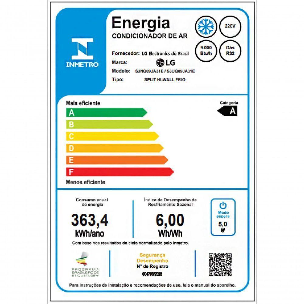 Ar Condicionado Split Hi Wall LG Inverter Smart Voice AI 9.000 BTUs Frio R-32 220V - 6