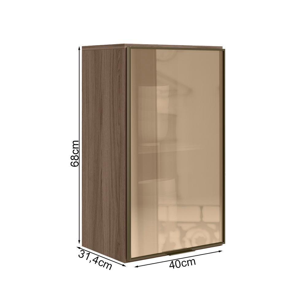 Armario Aereo 1 Porta Vidro Mdf 40 Cm Kali 1220261 Carvalho Toq Nicioli Carvalho Toq - 3