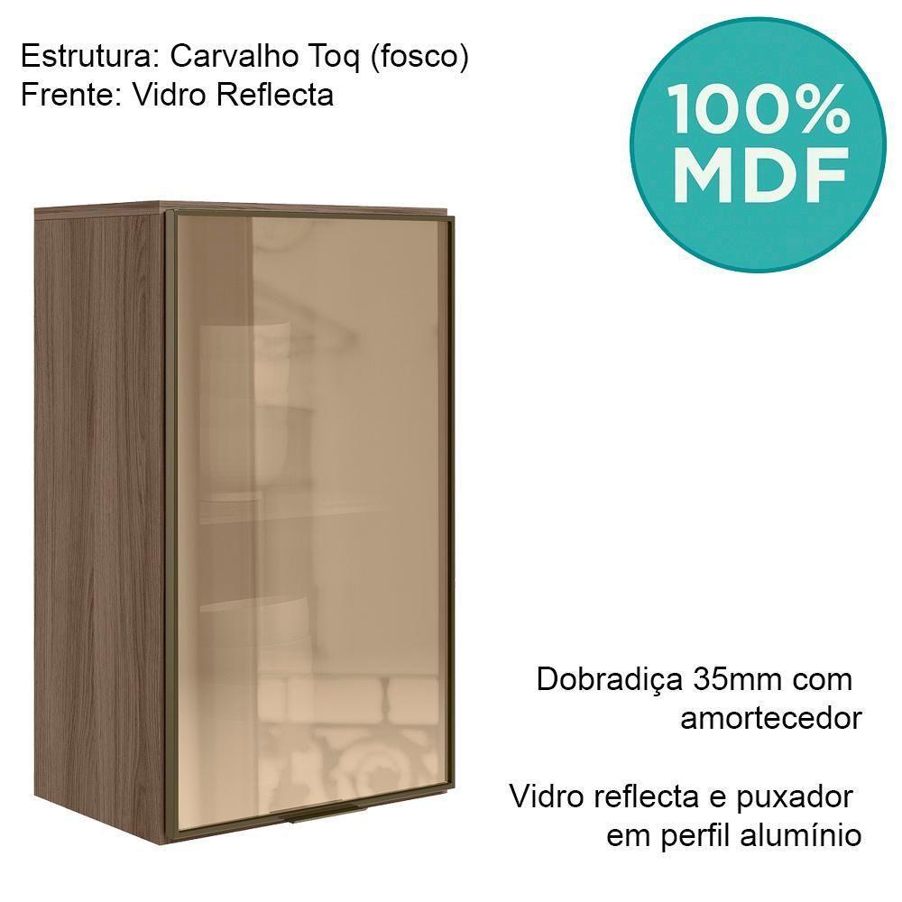 Armario Aereo 1 Porta Vidro Mdf 40 Cm Kali 1220261 Carvalho Toq Nicioli Carvalho Toq - 4