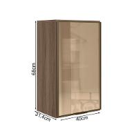 Armario Aereo 1 Porta Vidro Mdf 40 Cm Kali 1220261 Carvalho Toq Nicioli Carvalho Toq - 3