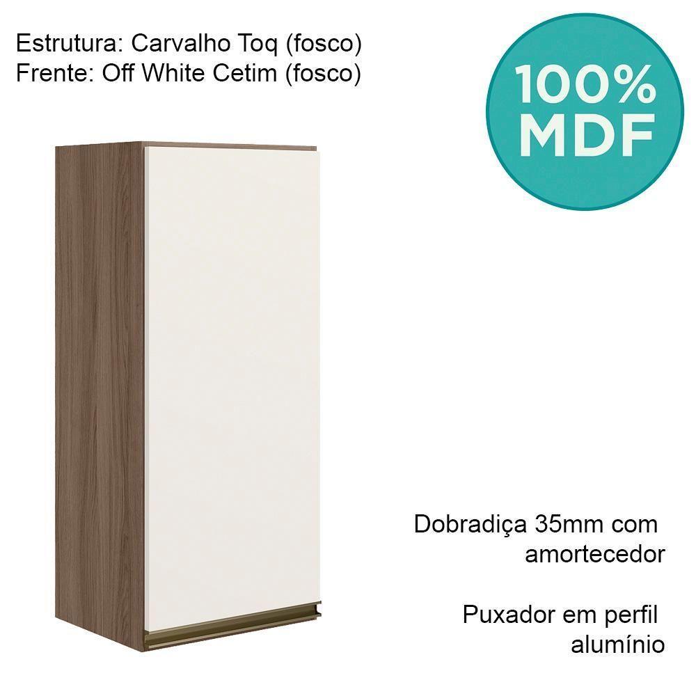 Armario Aereo 1 Porta Mdf 30 Cm Kali 12201 Carvalho Toq Off White Cetim Nicioli Carvalho Toq Off White Cetim - 6