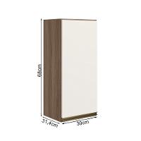 Armario Aereo 1 Porta Mdf 30 Cm Kali 12201 Carvalho Toq Off White Cetim Nicioli Carvalho Toq Off White Cetim - 5