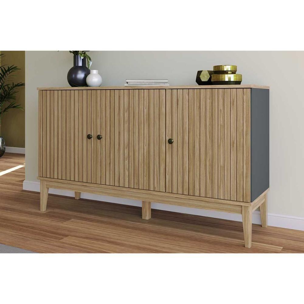 Aparador De Sala Jantar Mb 1061 C- 3 Portas Mel-petroleo - Movelbento - 1