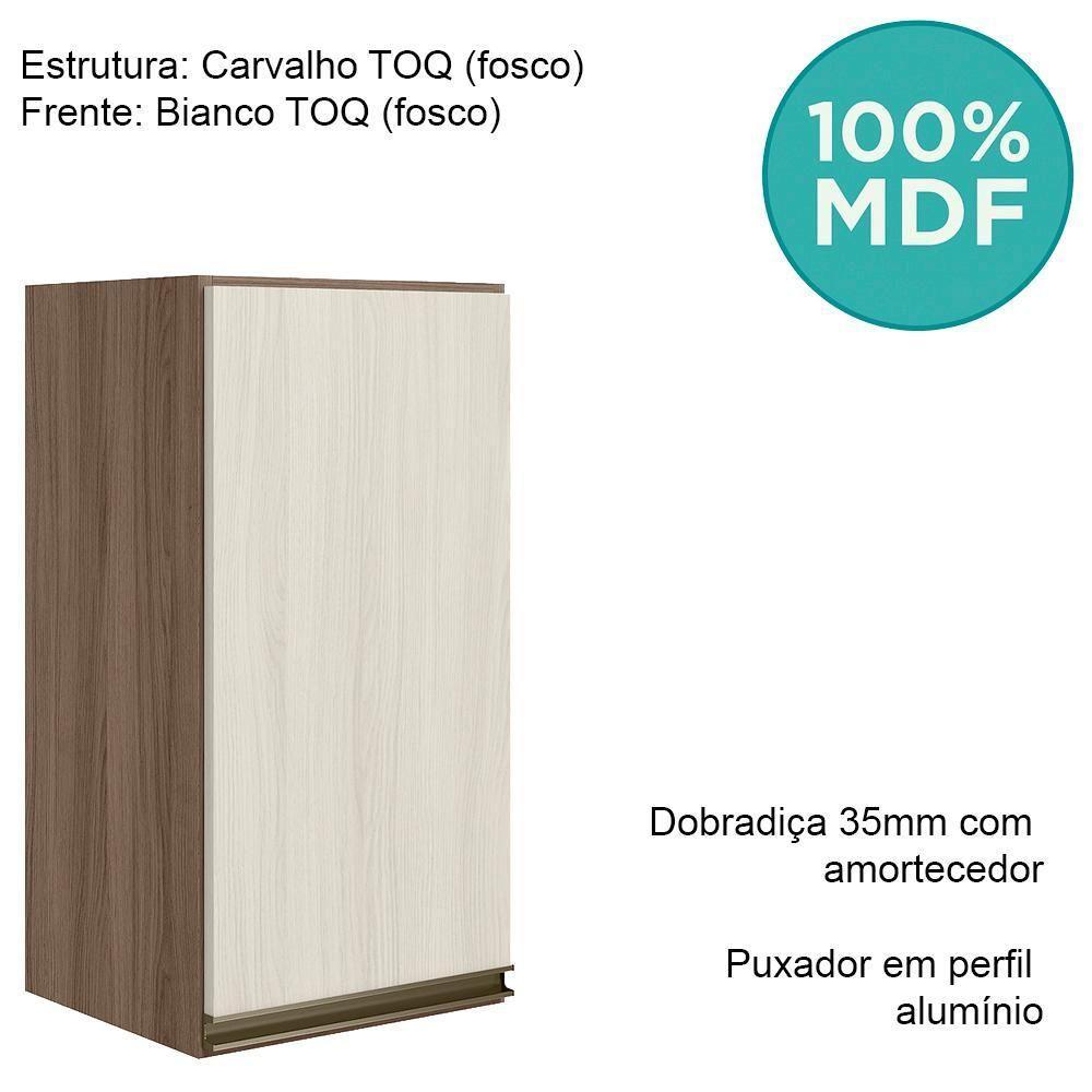 Armario Aereo 1p Mdf 40 Cm Kali 12202 Carvalho Toq Bianco Toq Nicioli Carvalho Toq Bianco Toq - 4