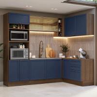 Armário De Cozinha Completa De Canto 399 Cm Rustic-azul Vik Madesa 02 Rustic-azul - 1