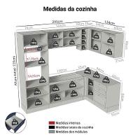 Armário De Cozinha Completa De Canto 399 Cm Rustic-azul Vik Madesa 02 Rustic-azul - 3