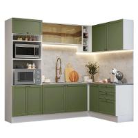 Armário De Cozinha Completa De Canto 399 Cm Branco-verde Vik Madesa 02 Branco-verde - 2