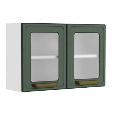 Armário Aéreo P- Cozinha Bella C- 2 Portas C- Vidro 80cm Verde - Bertolini