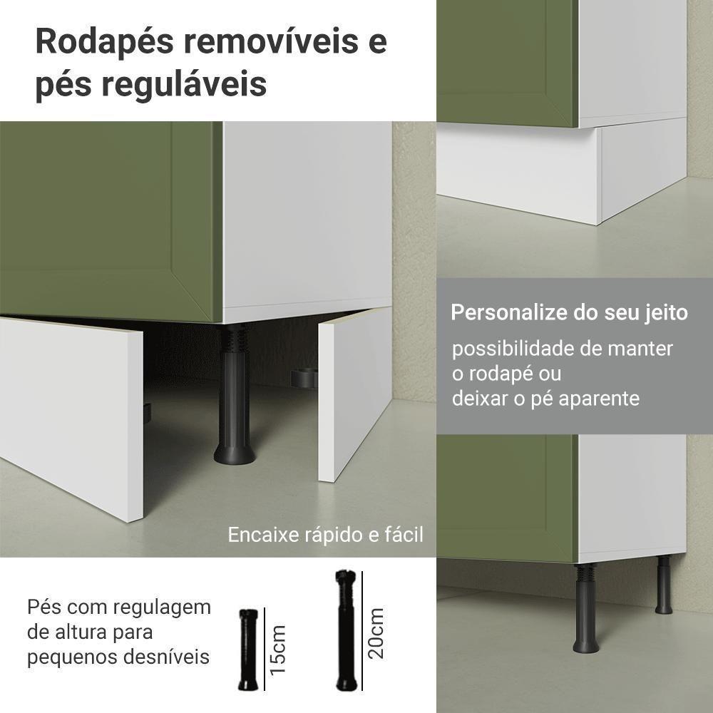 Armário De Cozinha Compacta 180 Cm Branco-verde Vik Madesa 04 Branco-verde - 9