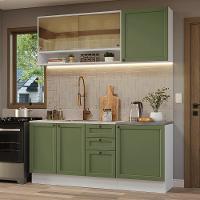 Armário De Cozinha Compacta 180 Cm Branco-verde Vik Madesa 04 Branco-verde - 1