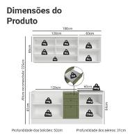 Armário De Cozinha Compacta 180 Cm Branco-verde Vik Madesa 04 Branco-verde - 3