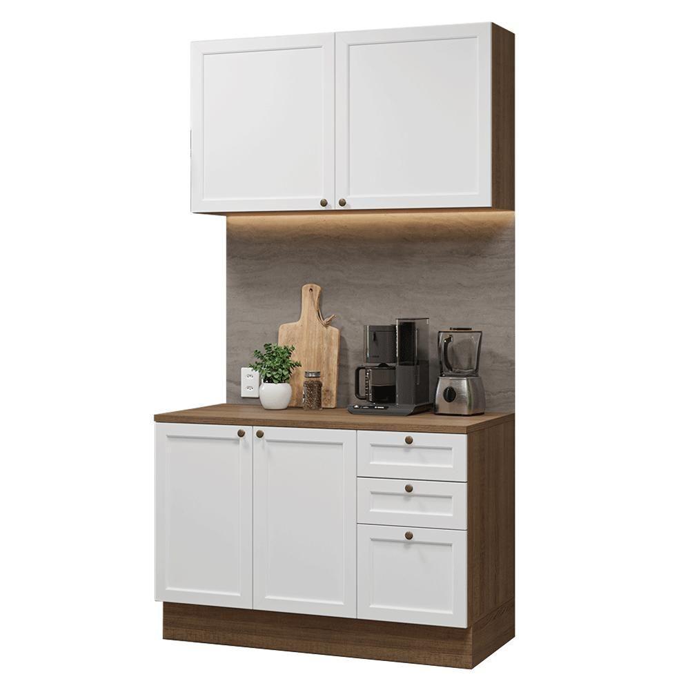Armário De Cozinha Compacta 120 Cm Rustic-branco Vik Madesa 01 Rustic-branco - 2