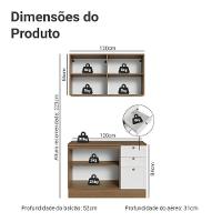 Armário De Cozinha Compacta 120 Cm Rustic-branco Vik Madesa 01 Rustic-branco - 3