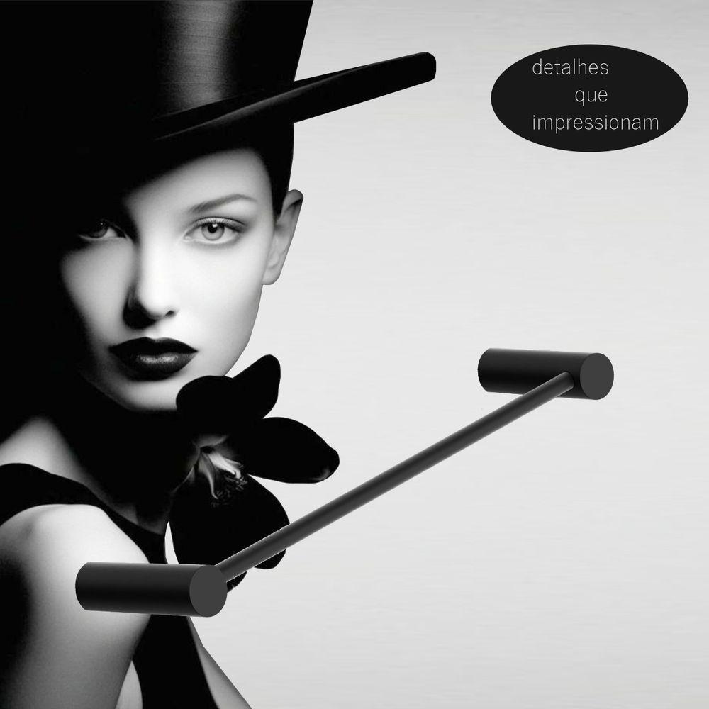 Toalheiro Para Rosto De Banheiro Preto Fosco Orion Grego Metal 40cm - 2