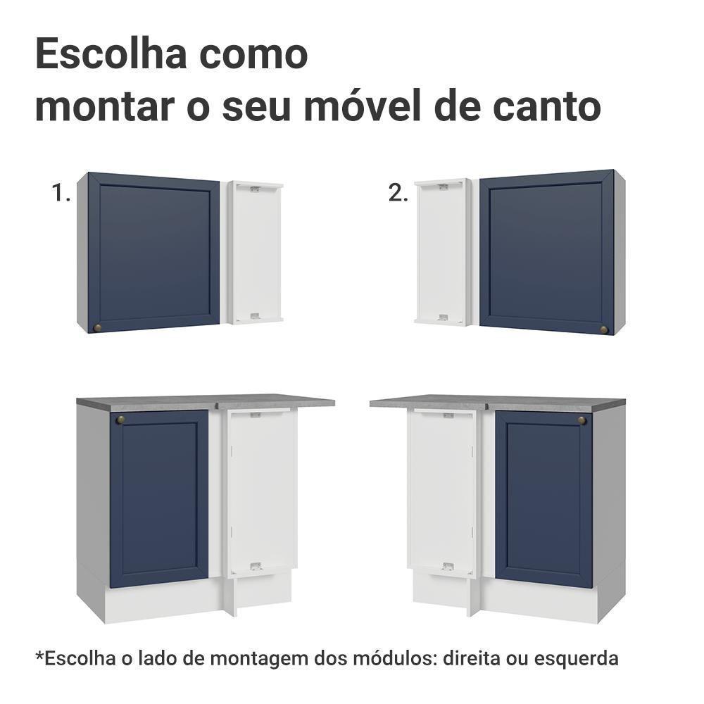 Armário De Cozinha Completa De Canto 399 Cm Branco-azul Vik Madesa 02 Branco-azul - 9