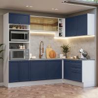 Armário De Cozinha Completa De Canto 399 Cm Branco-azul Vik Madesa 02 Branco-azul - 1