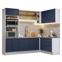 Armário De Cozinha Completa De Canto 399 Cm Branco-azul Vik Madesa 02 Branco-azul - 3