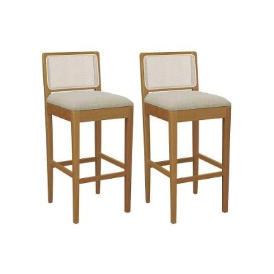 Banqueta Sala De Jantar Sara 1bmm005ca Premium Madeira Maciça Kit 2 Un Carvalho-boucle Bege-tela Bege - Kappesberg