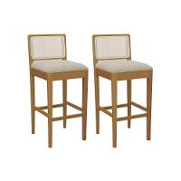 Banqueta Sala De Jantar Sara 1bmm005ca Premium Madeira Maciça Kit 2 Un Carvalho-boucle Bege-tela Bege - Kappesberg - 1