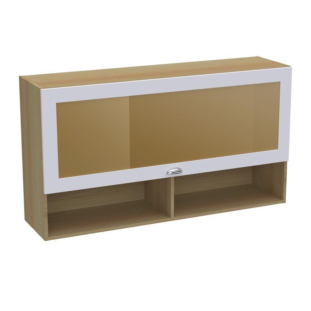 Armario Aereo Basculante 1 Porta Vidro 120 Cm Cd682 Branco Dtall Branco - 1