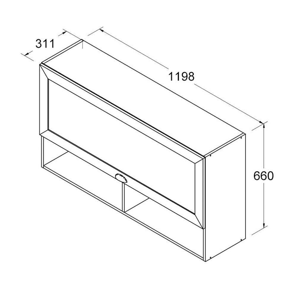 Armario Aereo Basculante 1 Porta Vidro 120 Cm Cd682 Branco Dtall Branco - 4