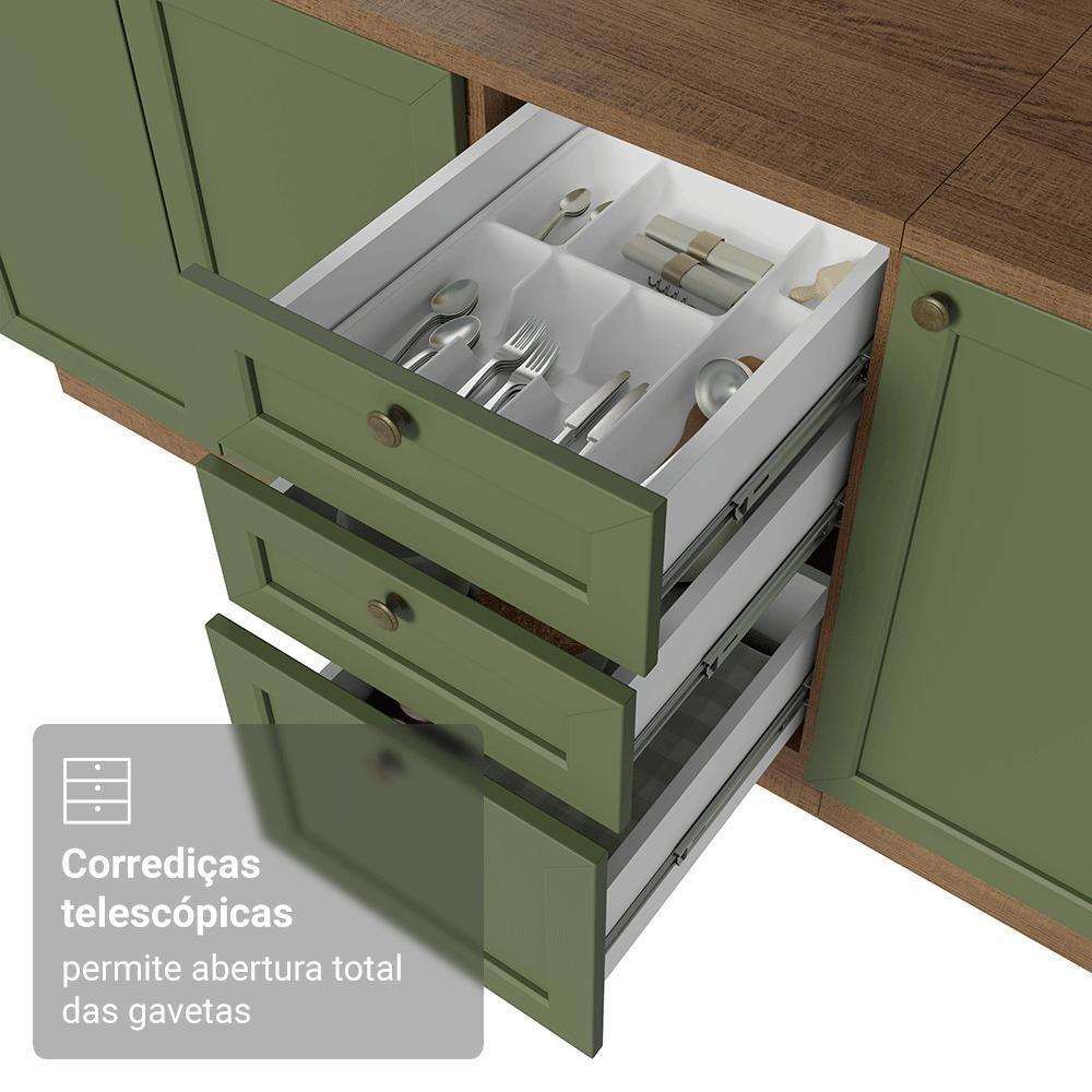 Armário De Cozinha Compacta 180 Cm Rustic-verde Vik Madesa 04 Rustic-verde - 7