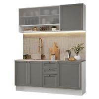 Armário De Cozinha Compacta 180 Cm Branco-cinza Vik Madesa 03 Branco-cinza - 2