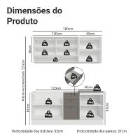 Armário De Cozinha Compacta 180 Cm Branco-cinza Vik Madesa 03 Branco-cinza - 3