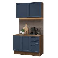 Armário De Cozinha Compacta 120 Cm Rustic-azul Vik Madesa 01 Rustic-azul