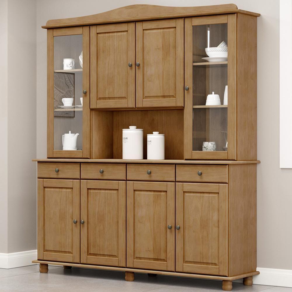 Armário De Cozinha Rústico Com Cristaleira 8 Portas 4 Gavetas Lazuli F06 Freijó - Lyam Decor - 2