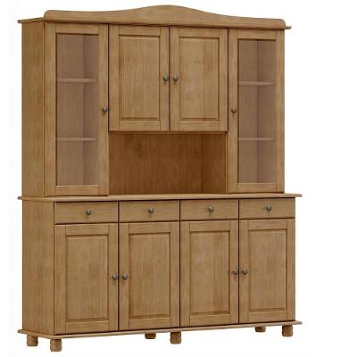 Armário De Cozinha Rústico Com Cristaleira 8 Portas 4 Gavetas Lazuli F06 Freijó - Lyam Decor