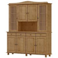 Armário De Cozinha Rústico Com Cristaleira 8 Portas 4 Gavetas Lazuli F06 Freijó - Lyam Decor - 5