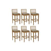 Banqueta Sala De Jantar Sara 1bmm005ca Premium Madeira Maciça Kit 6 Un Carvalho-boucle Bege Fendi-tela Bege - Kappesberg - 1