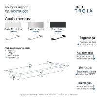 Porta Toalha Toalheiro Para Banheiro Escovado Troia 60cm - 4