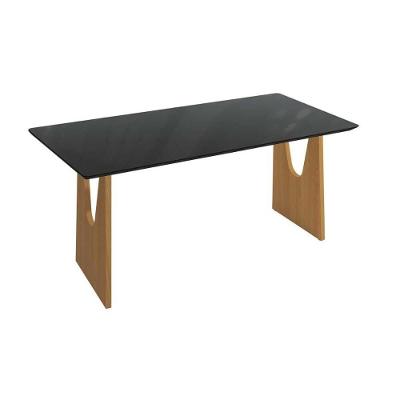 Base Mesa De Jantar Mila Premium Madeira Maciça C- Tampo Madeirado C- Vidro 200x100cm Carvalho-preto Fosco - Kappesberg