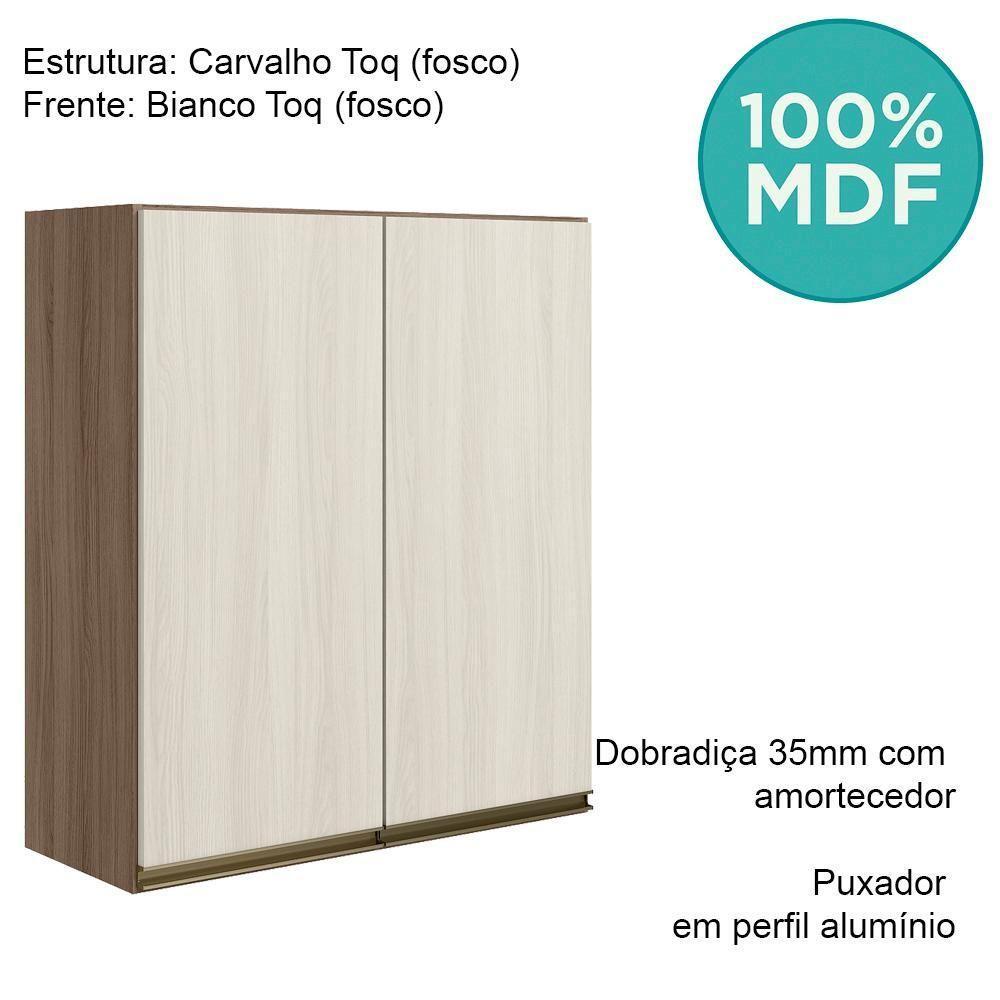 Armario Aereo 2 Portas Mdf 70 Cm Kali 12208 Carvalho Toq Bianco Toq Nicioli Carvalho Toq Bianco Toq - 4