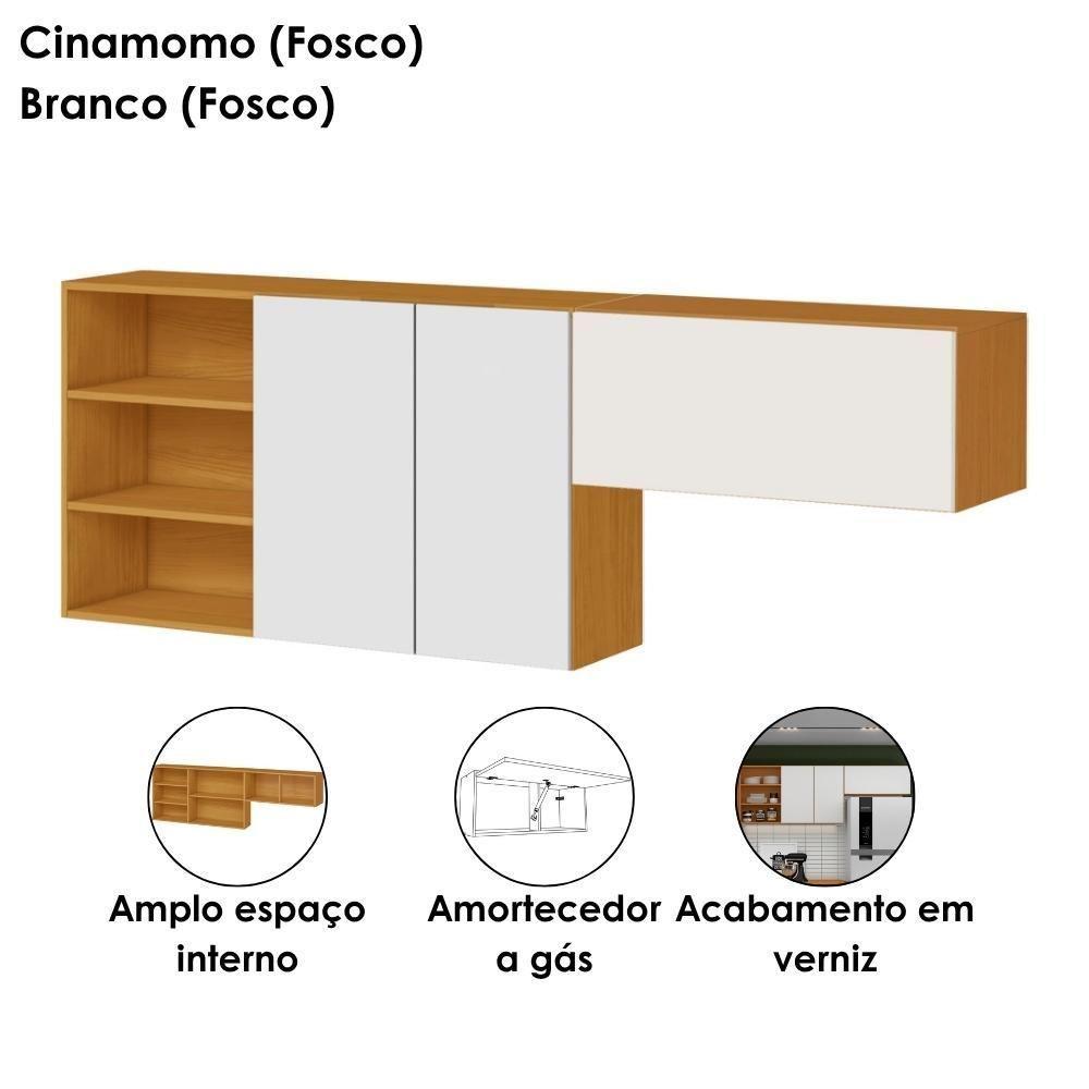 Armario Aereo 120 Cm E Armario Aereo Basculante 80 Cm Cinamomo Branco Armoveis Cinamomo Branco - 6
