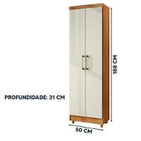 Armário Multiuso Sapateira 2 Portas 5 Divisórias Compacto Cedro Areia - 2