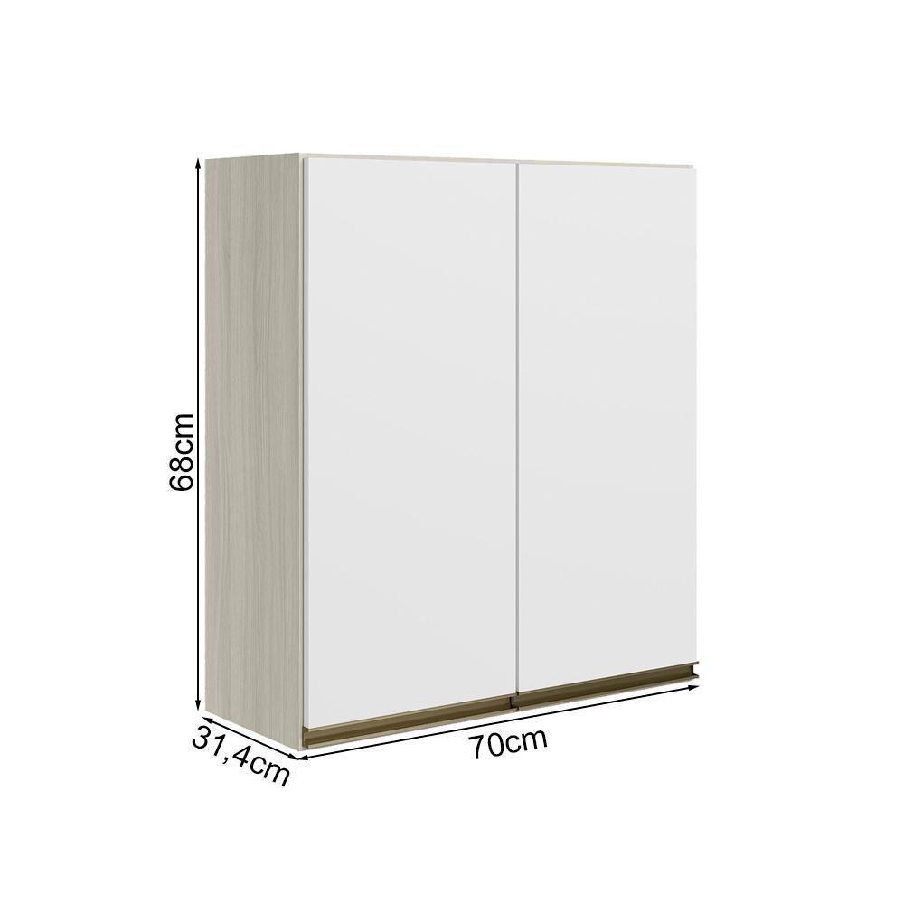 Armario Aereo 2 Portas Mdf 70 Cm Kali 12208 Bianco Toq Branco Uv Nicioli Bianco Toq Branco Uv - 3