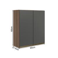 Armario Aereo 2 Portas Mdf 60 Cm Kali 12205 Carvalho Toq Chumbo Nicioli Carvalho Toq Chumbo - 3