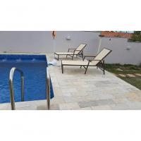 2 Espreguiçadeiras Alumínio + Ombrelone Piscina Praia Lazer Bege Claro - 3