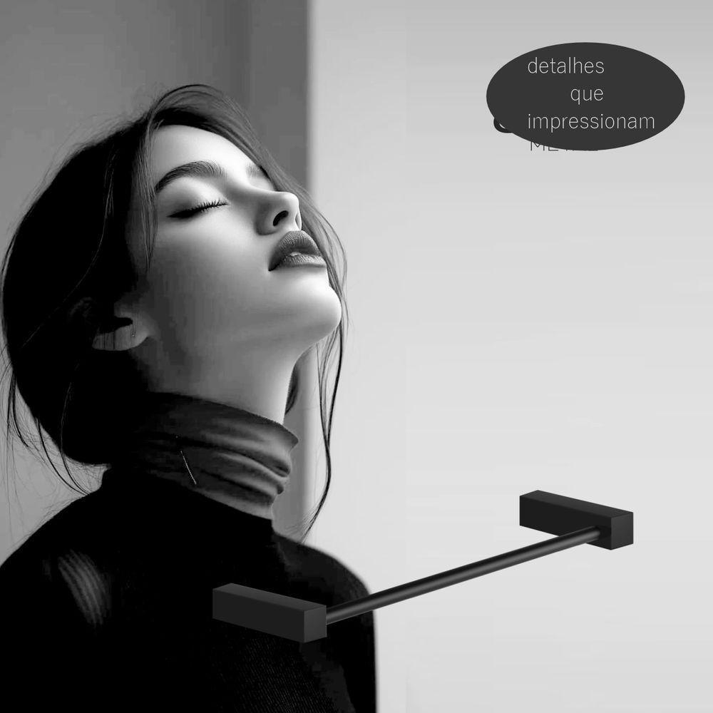 Toalheiro Duplo Para Banheiro Preto Fosco Troia Grego Metal 40cm - 2