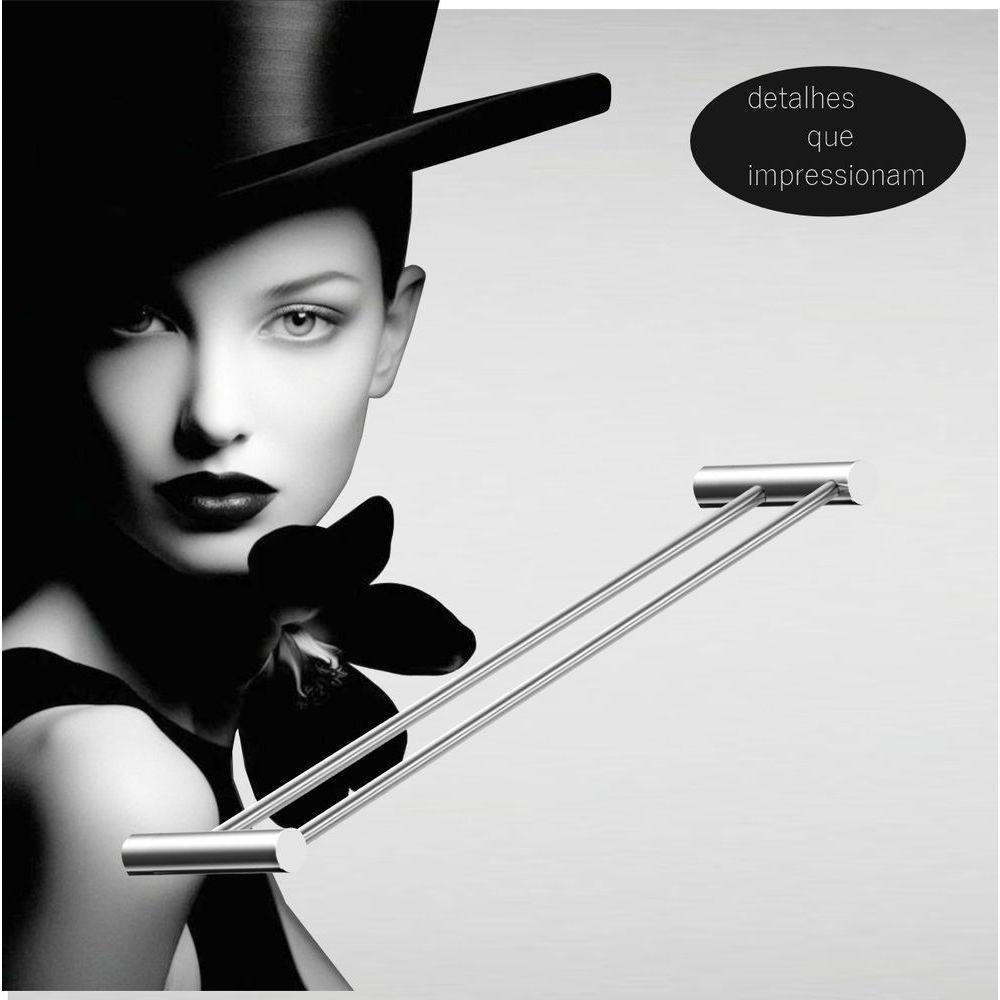 Porta Toalha Toalheiro Duplo Para Banheiro Alto Brilho Orion Grego Metal 50cm - 2