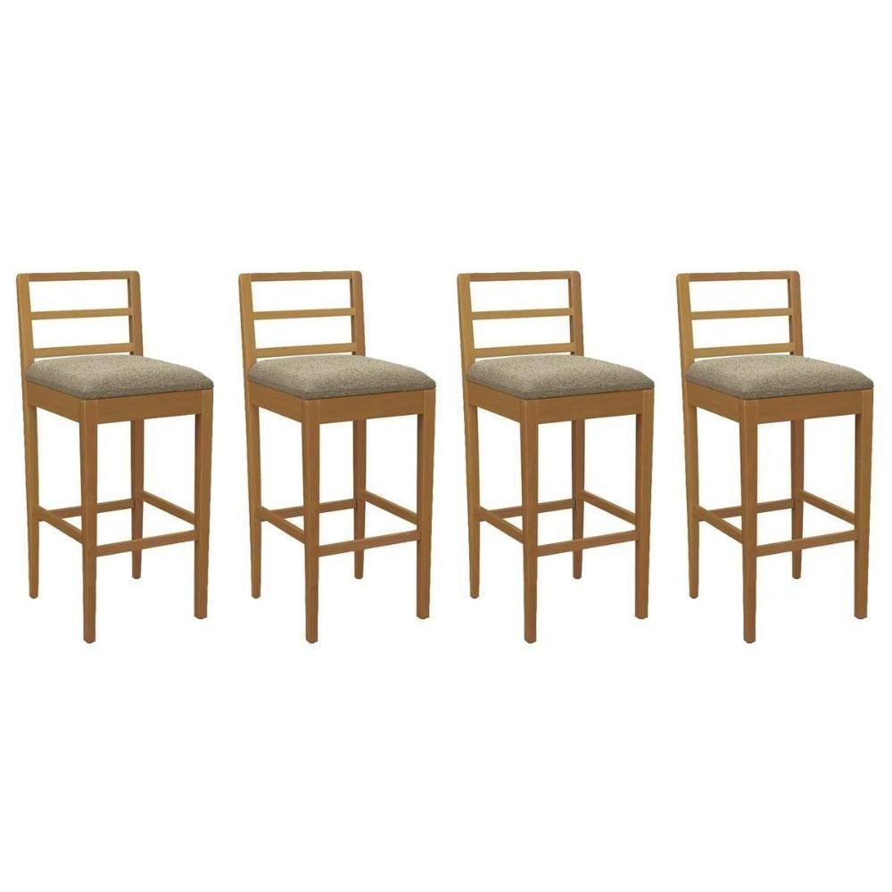 Banqueta Sala De Jantar Sofia 1bmm006ca Premium Madeira Maciça Kit 4 Un Carvalho-boucle Bege Fendi - Kappesberg - 1