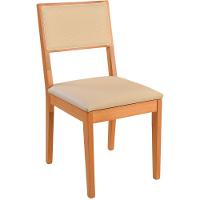 Cadeira Jantar Alice Em Madeira Maciça Amendoa Encosto Tela Sling Bege Assento Corino Off White - 1