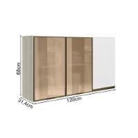 Armario Aereo 3p Vid Mdf 120cm Kali 1219764 Bianco Toq Branco Uv Nicioli Bianco Toq Branco Uv - 3