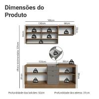 Armário De Cozinha Completa 180 Cm Rustic-cinza Vik Madesa 05 Rustic-cinza - 3